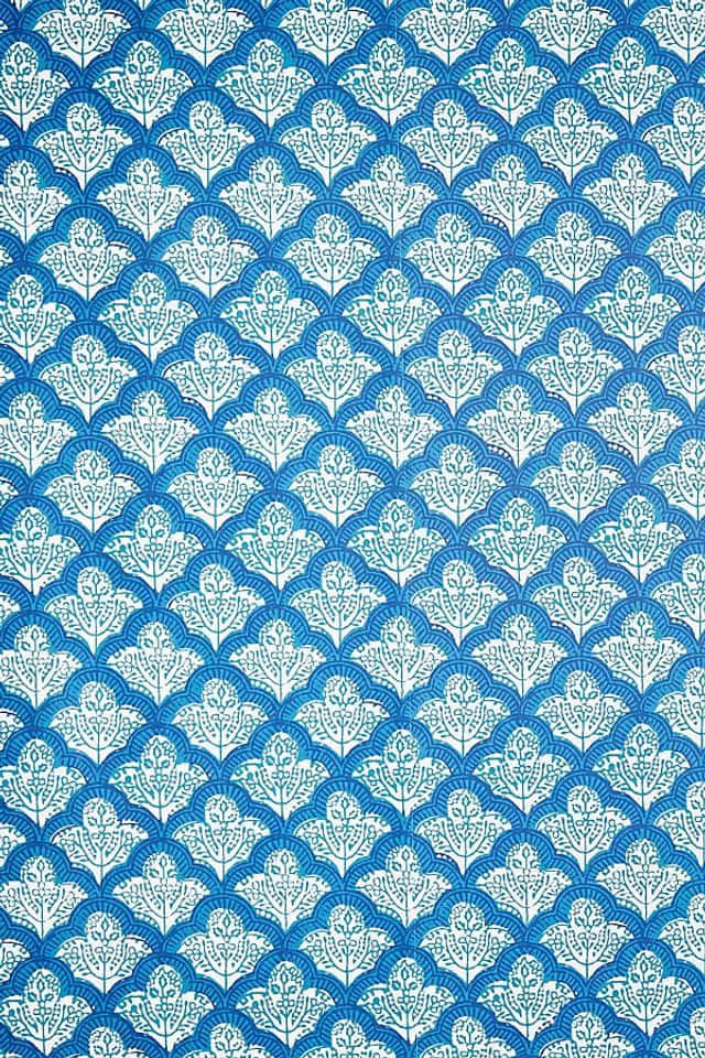 Blue White Heart Pattern Fabric Wallpaper