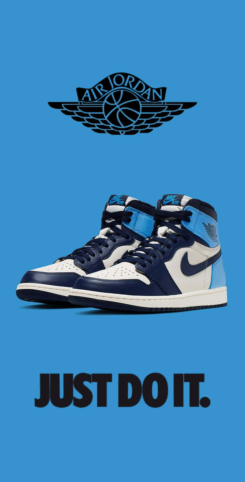 Blåaoch Vita Nike Jordan Air-skor. Wallpaper