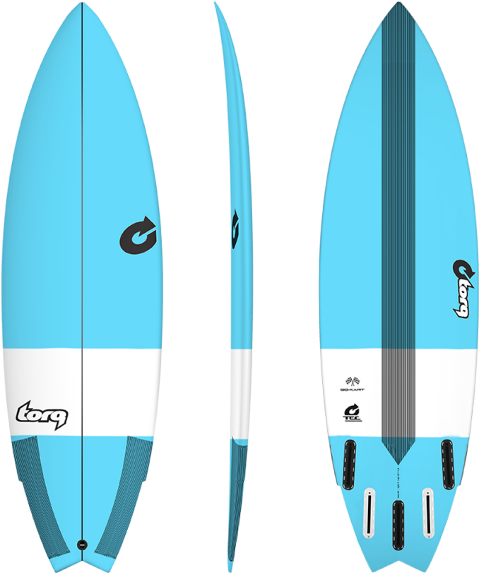 Blue White Surfboard Three Views PNG