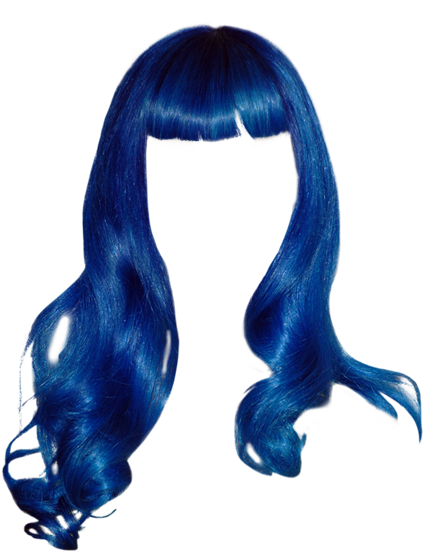 Blue Wig Cartoon Style PNG