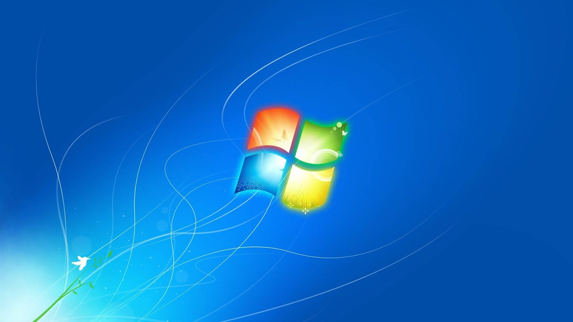 Windows 7 Desktop with a Blue Perspective Wallpaper