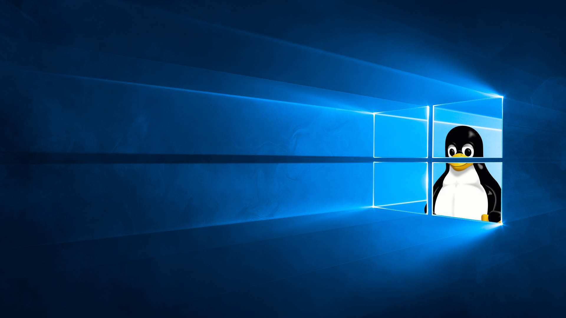 Blue Windows Penguin Computer Lock Screen Wallpaper