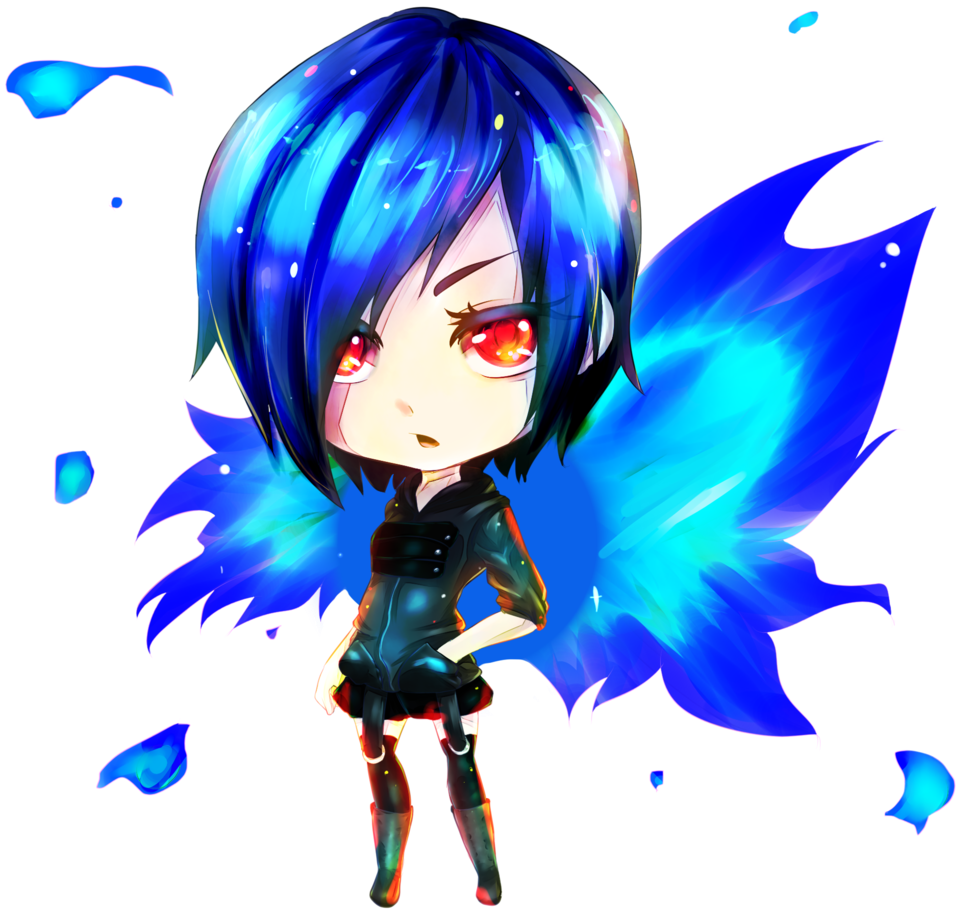 Blue Winged Anime Character PNG