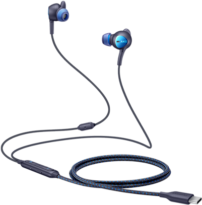 Blue Wired Earphoneswith U S B C Connector PNG