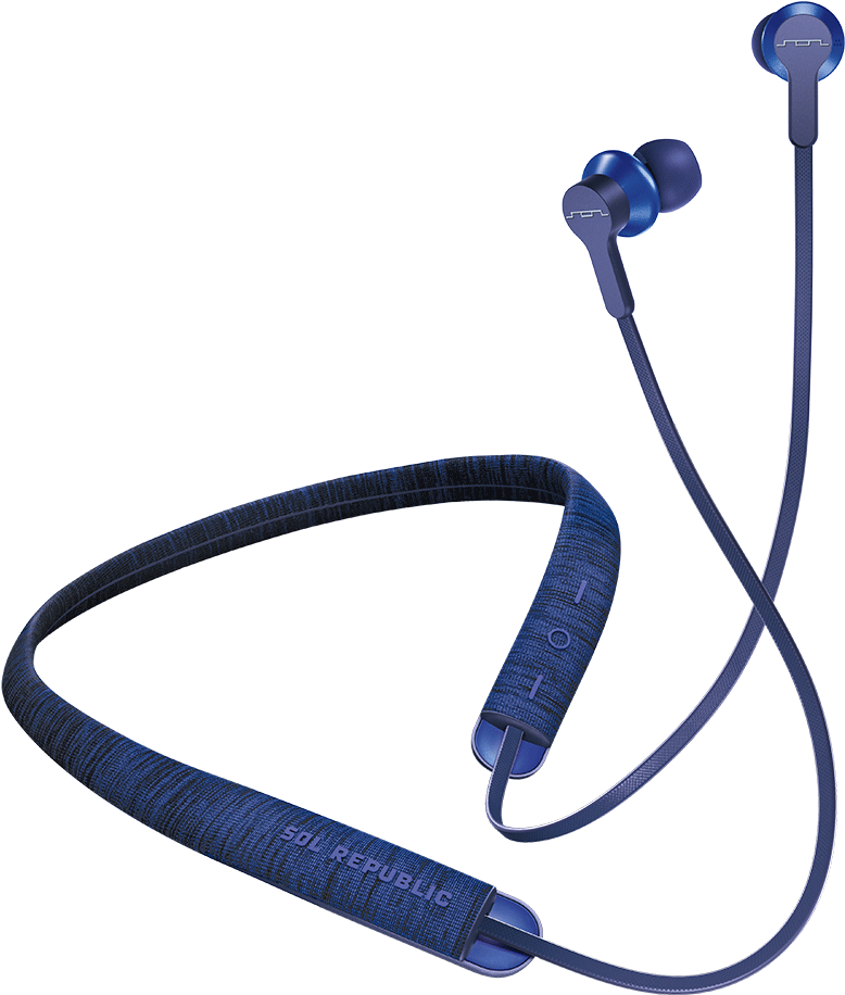 Blue Wireless Earbudswith Neckband PNG