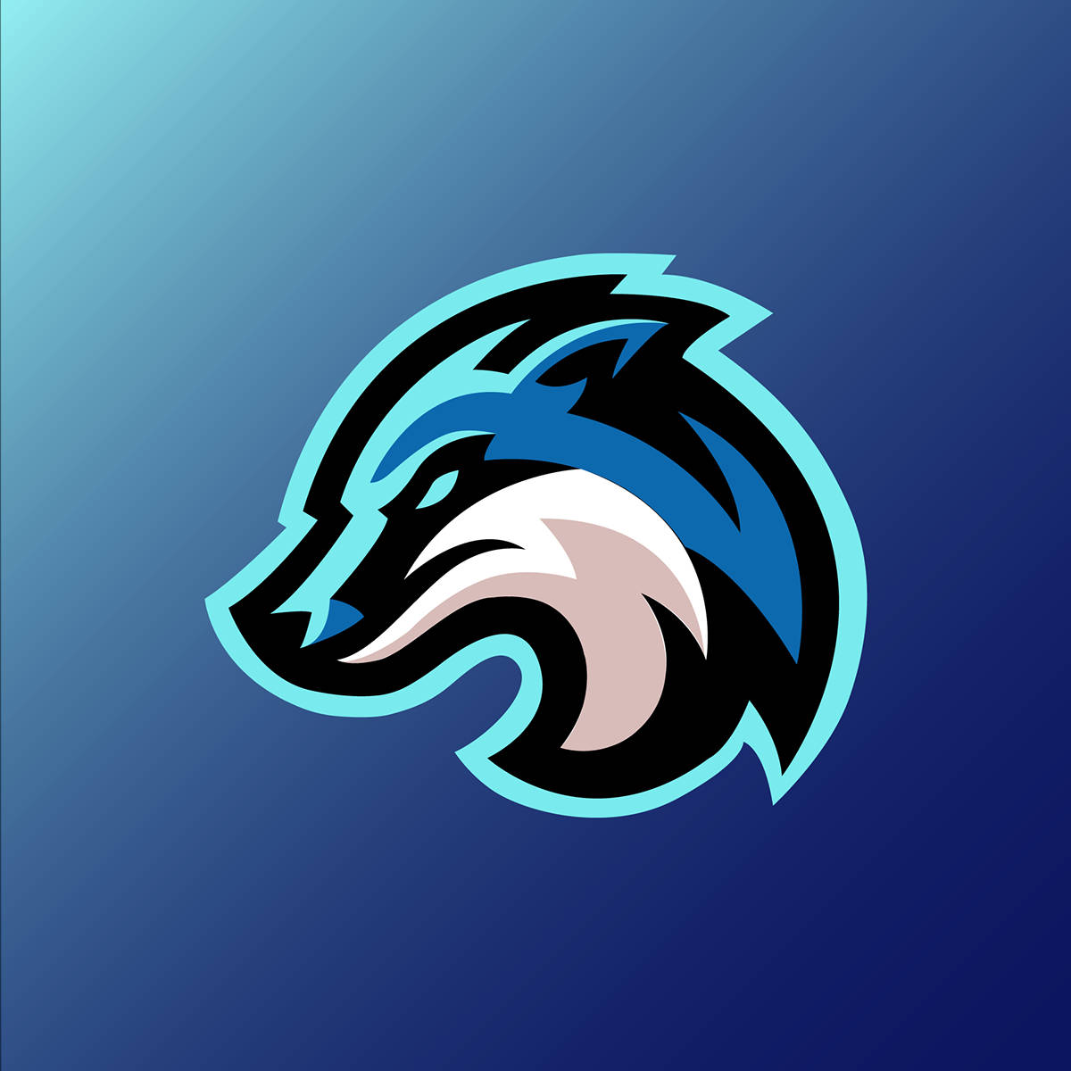 Caption: Stunning Blue Wolf Digital Logo Wallpaper