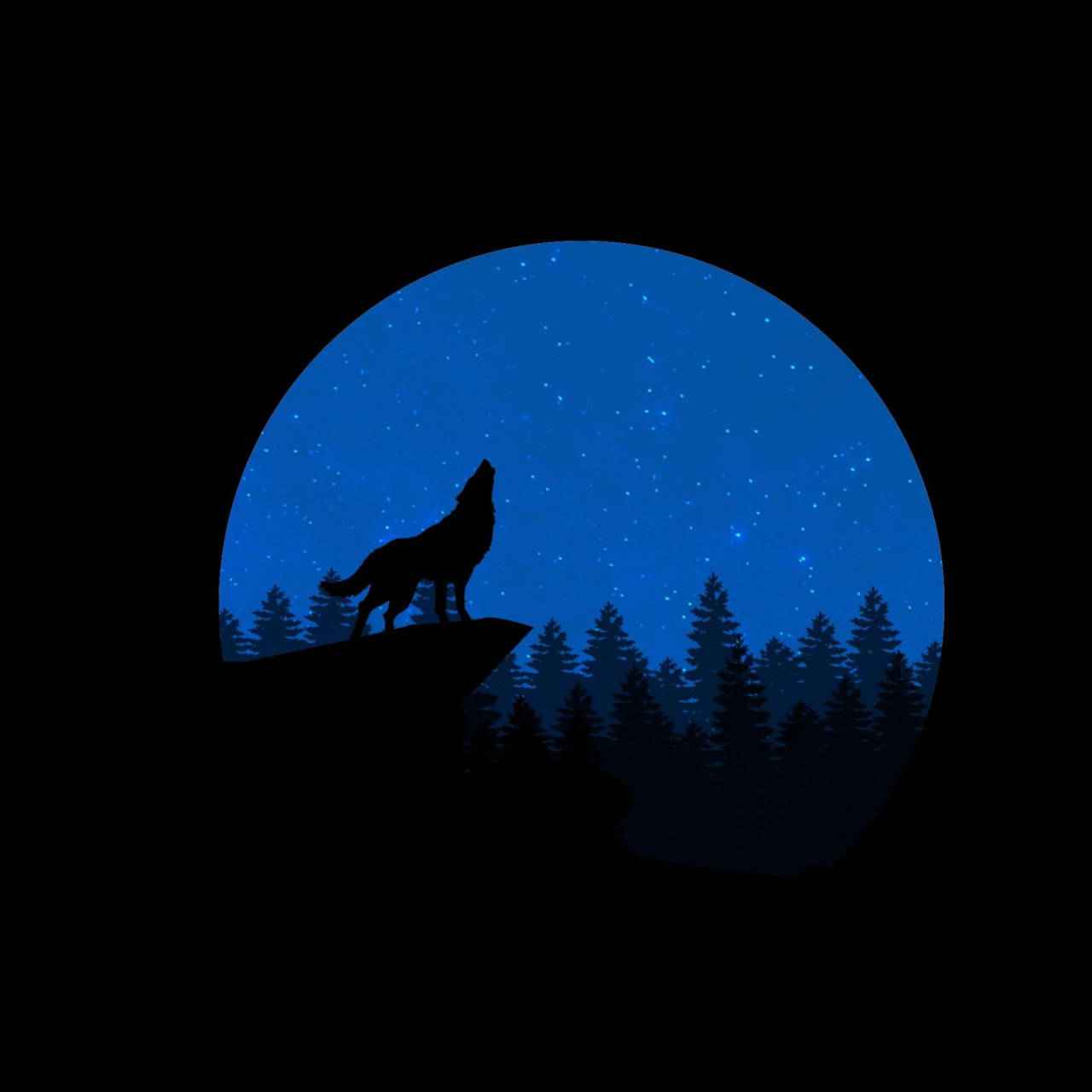 Blue Wolf Howling On Cliff Wallpaper