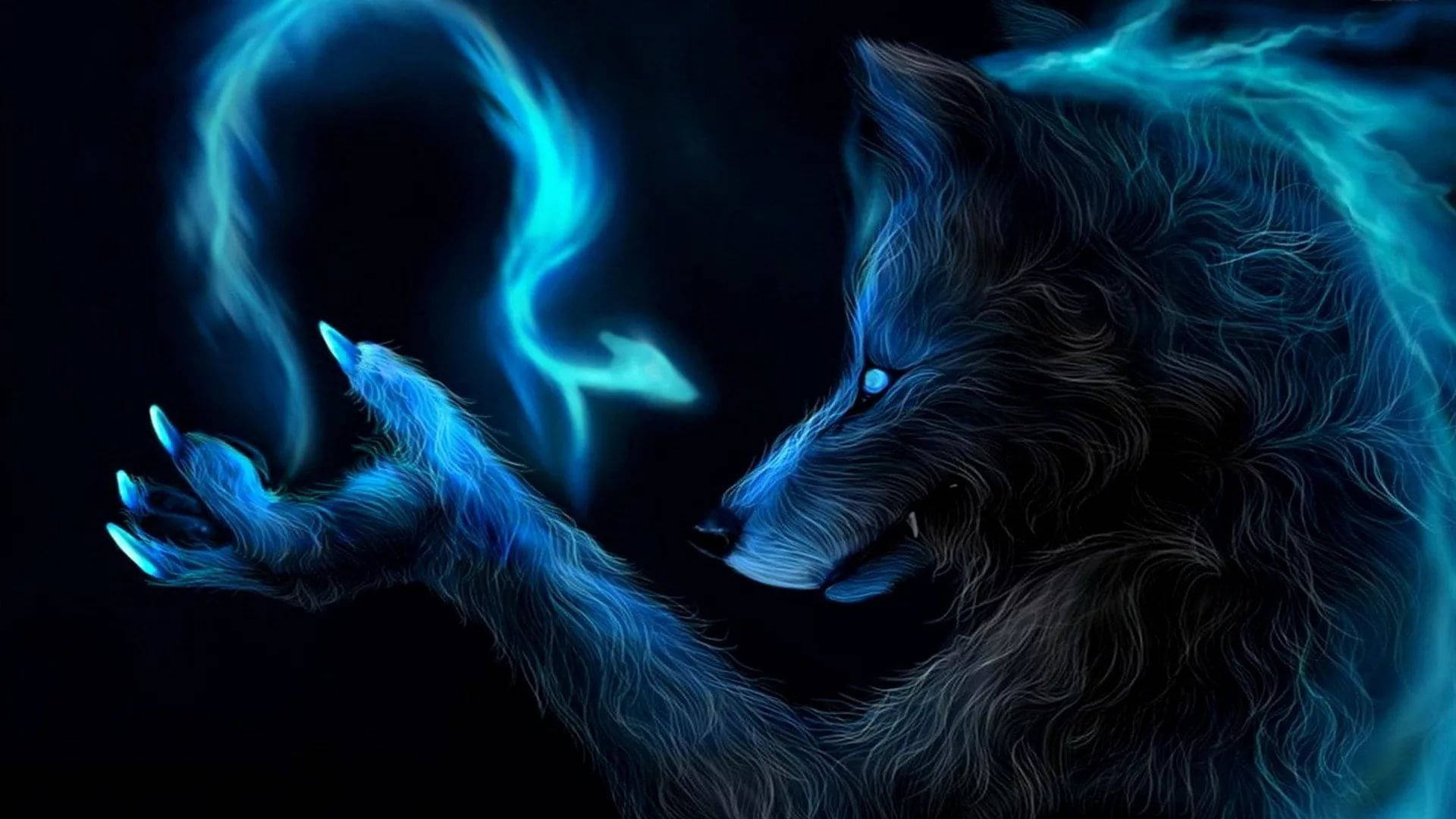 Blue Wolf With Sharp Claws Wallpaper