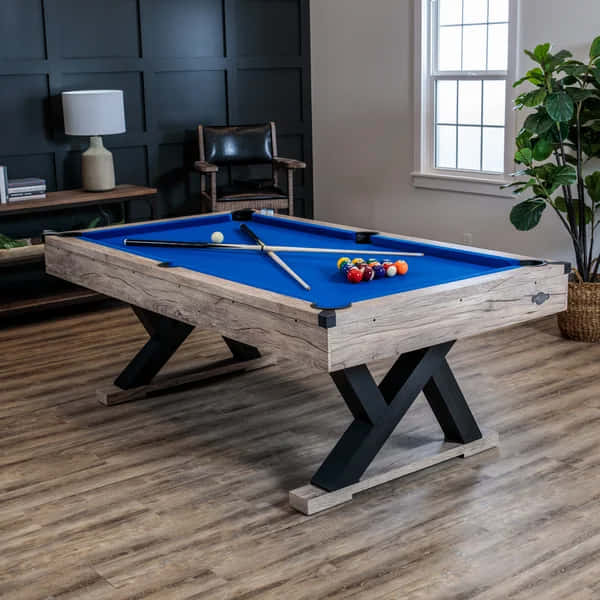Blue Wooden Pool Table Wallpaper