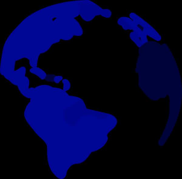 Blue World Map Silhouette PNG