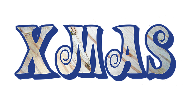 Blue X M A S Text Design PNG