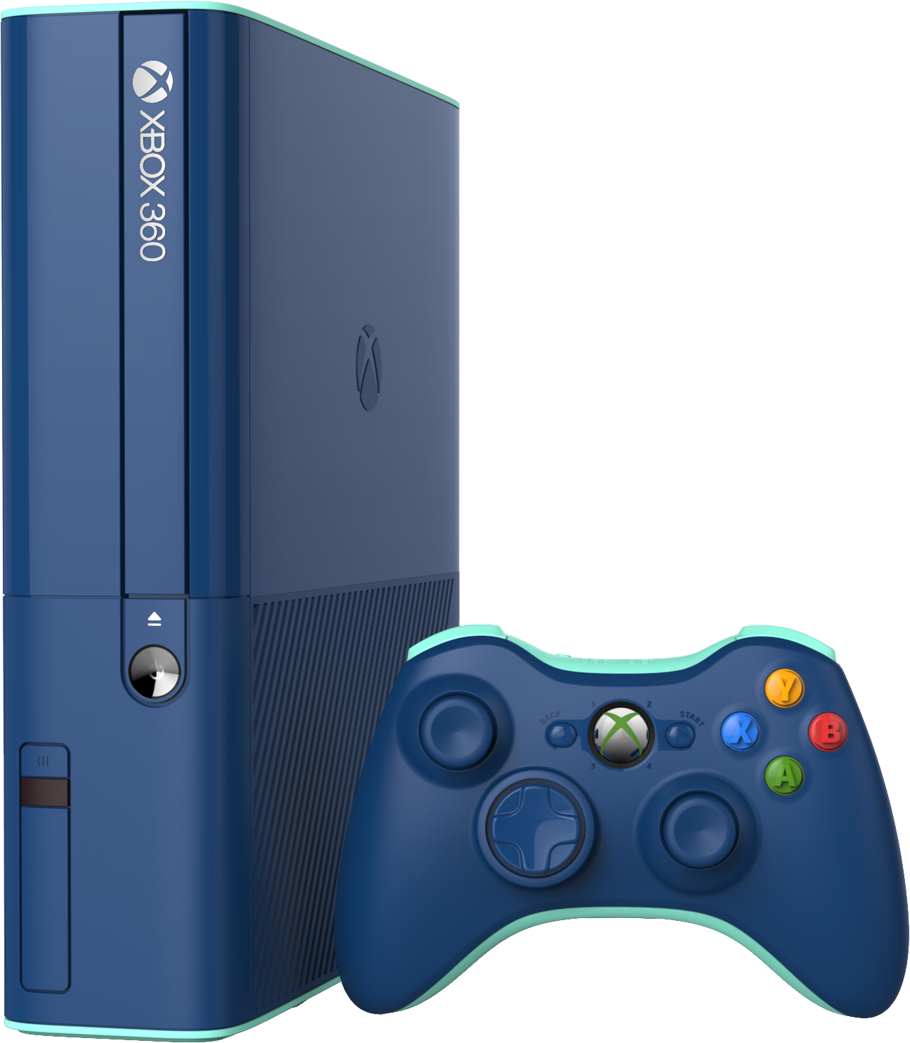 Blue Xbox360 Consoleand Controller PNG