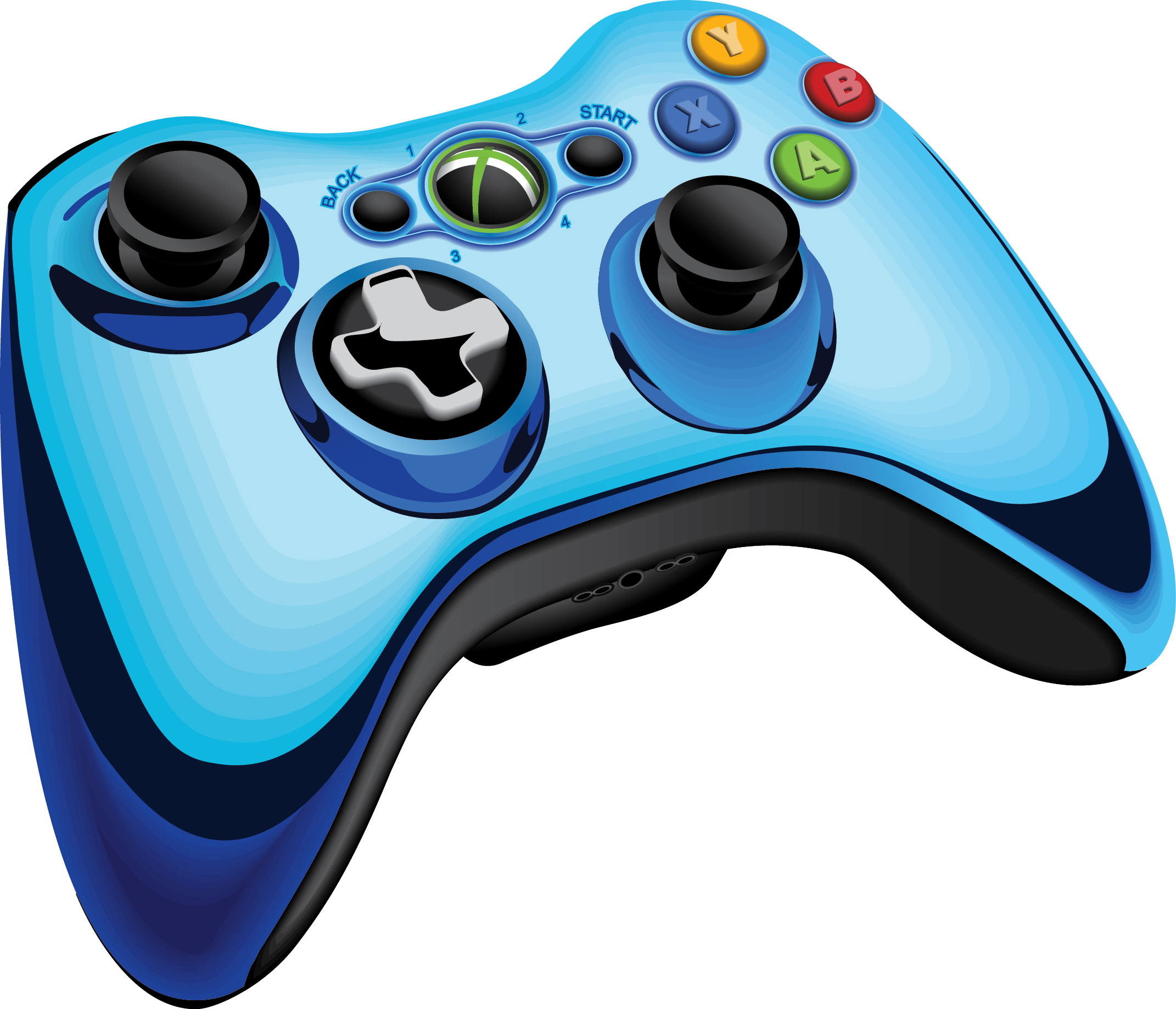 Blue Xbox360 Controller PNG