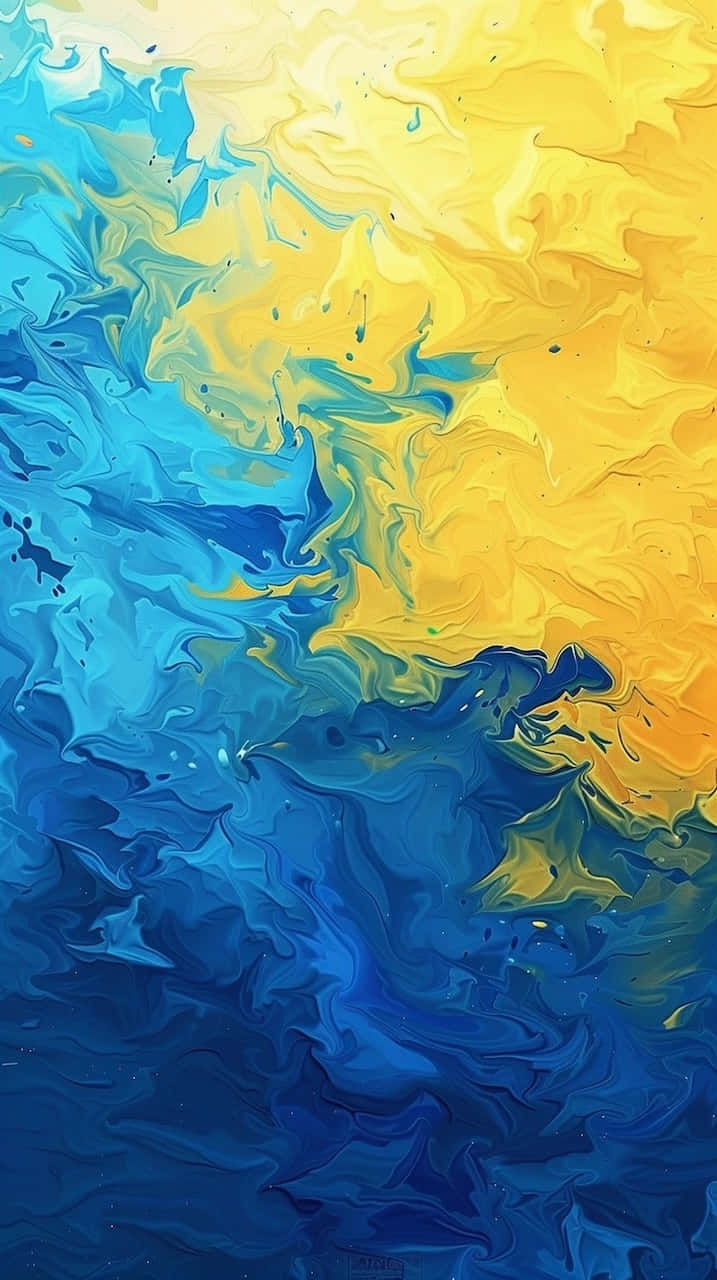 Blue Yellow Abstract Art Wallpaper