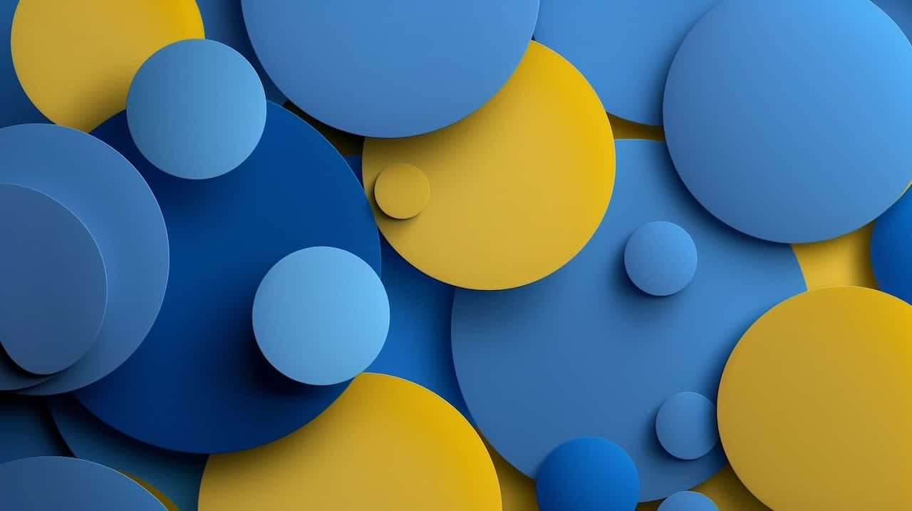 Blue Yellow Abstract Circles Wallpaper