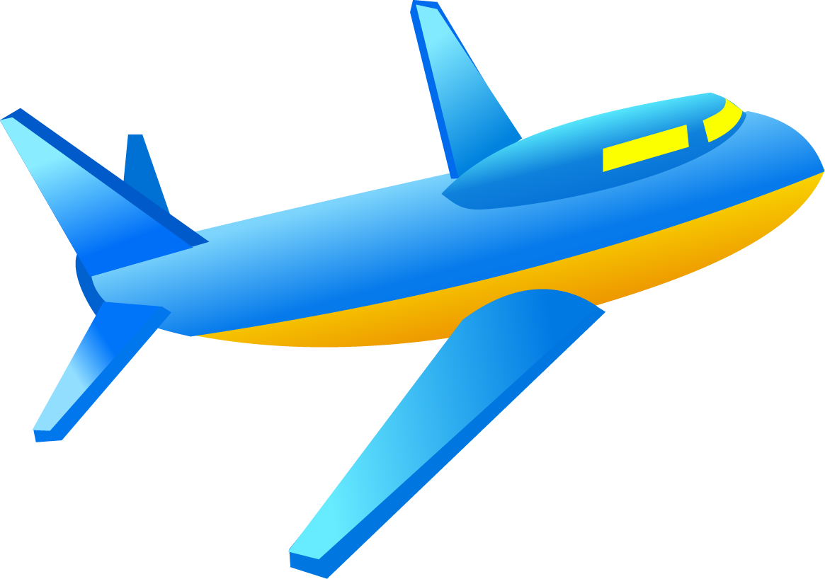 Blue Yellow Cartoon Airplane PNG