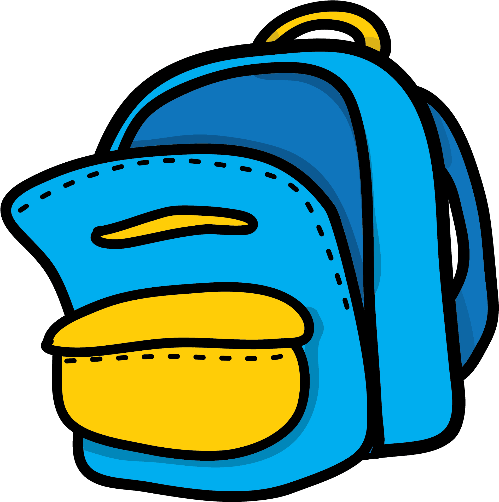 Blue Yellow Cartoon Backpack PNG