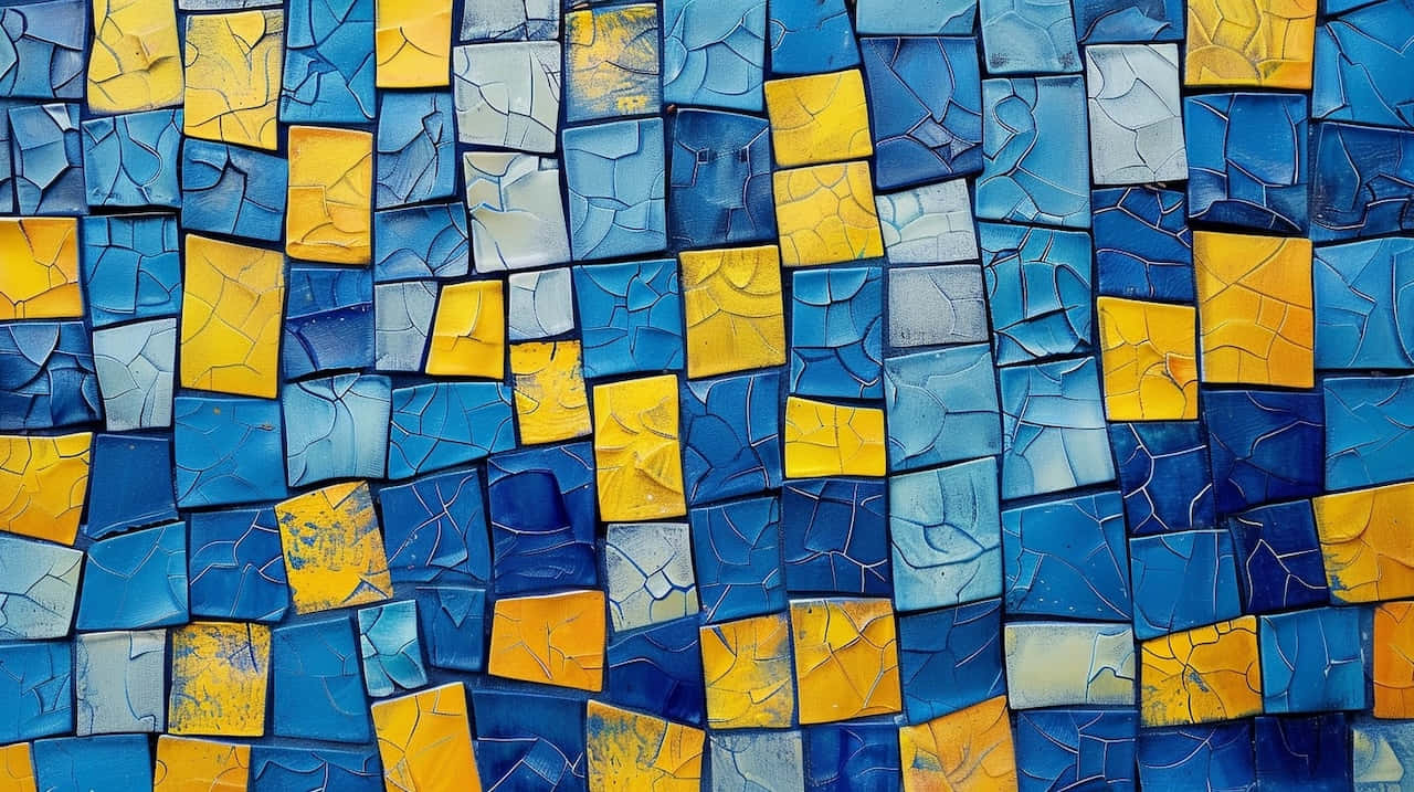 Blue Yellow Mosaic Pattern.jpg Wallpaper