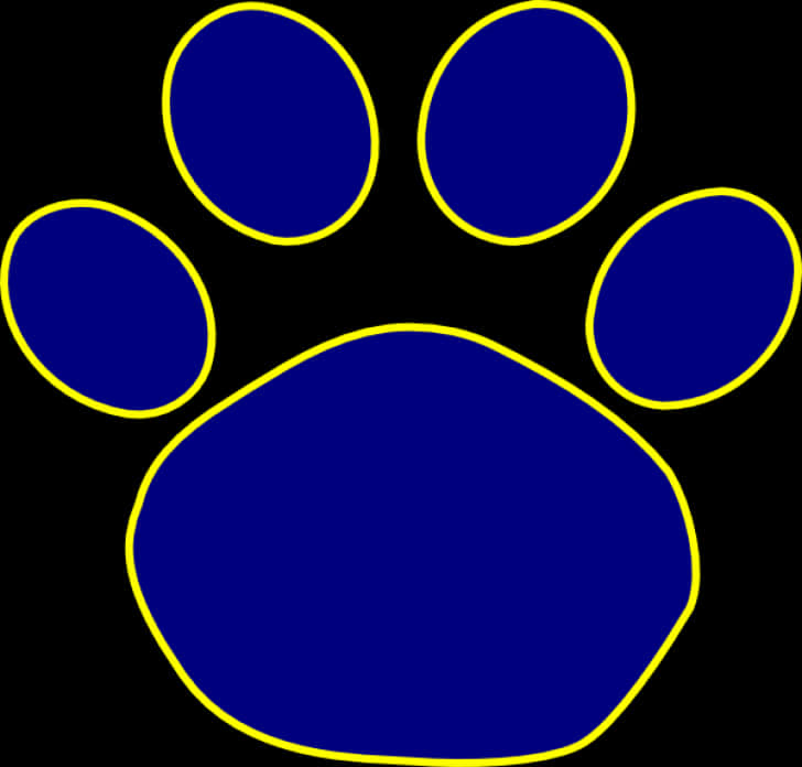Blue Yellow Paw Print Graphic PNG