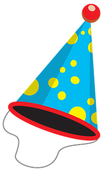 Blue Yellow Polka Dot Party Hat PNG