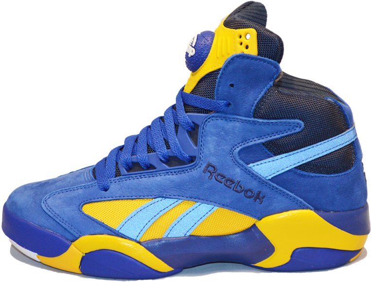 Blue Yellow Reebok High Top Sneaker.png PNG