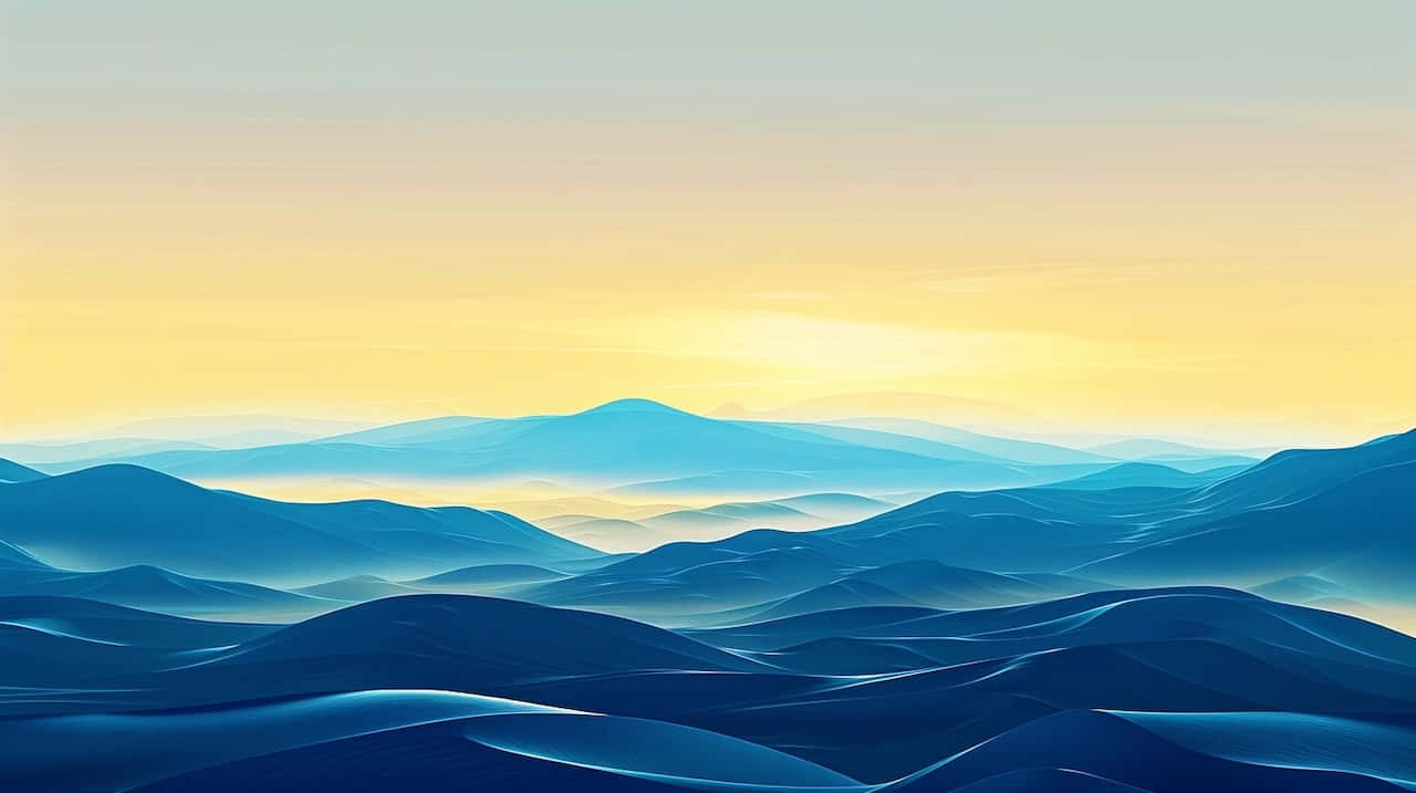 Blue Yellow Sunrise Hills Wallpaper