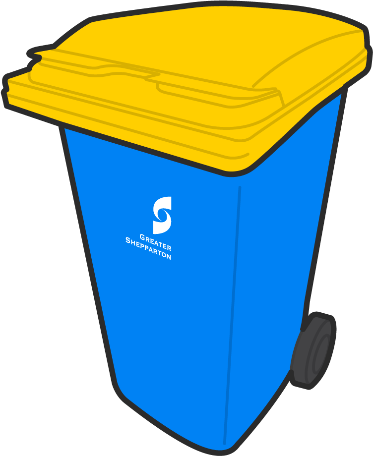 Blue Yellow Wheelie Bin Greater Shepparton PNG