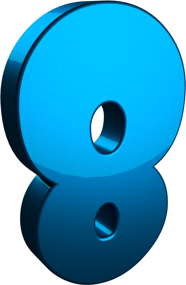 Blue3 D Number8 PNG