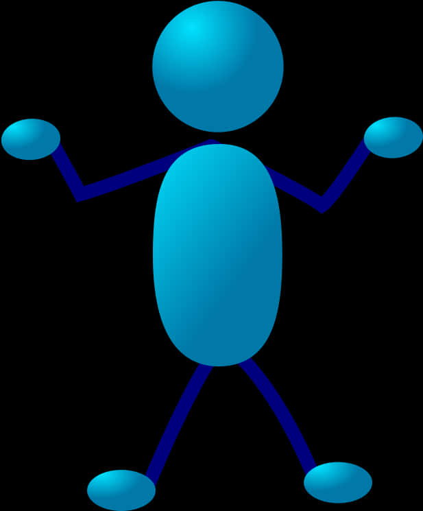 Blue3 D Stick Figure Standing PNG