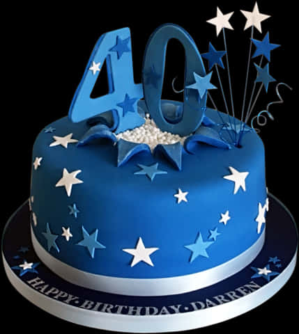 Blue40th Birthday Cakewith Stars PNG