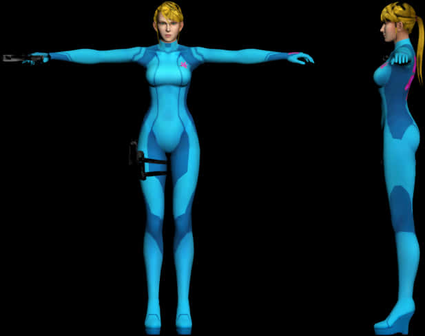 Blue_ Bodysuit_ Character_ Render PNG