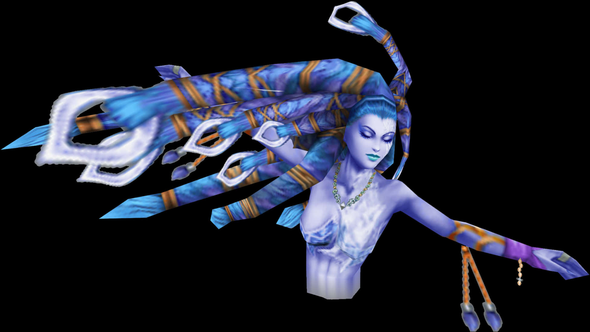 Blue_ Deity_ Figure_with_ Serpentine_ Hair PNG