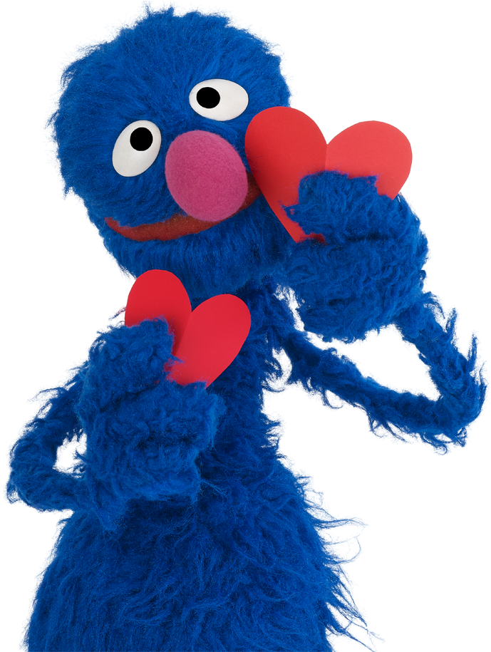 Blue_ Furry_ Character_ Holding_ Hearts.png PNG