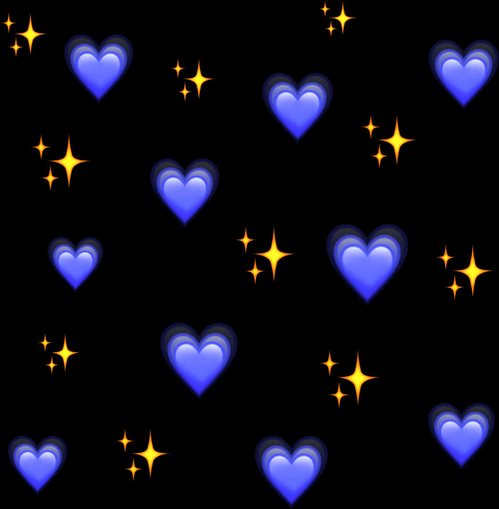 Blue_ Hearts_and_ Stars_ Pattern PNG