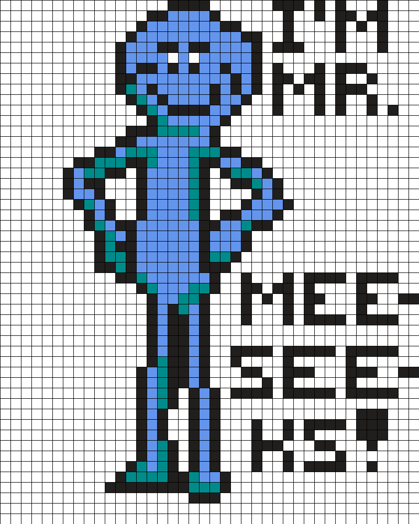 Blue_ Pixel_ Art_ Character_ Grid PNG
