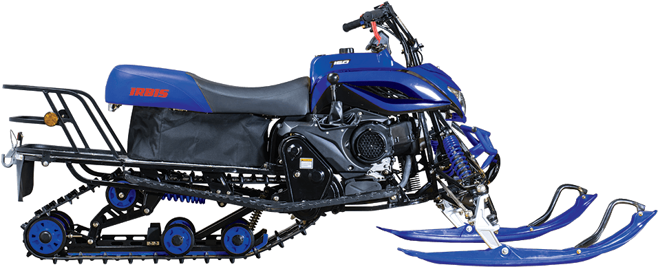 Blue_ Utility_ Snowmobile_ Side_ View PNG