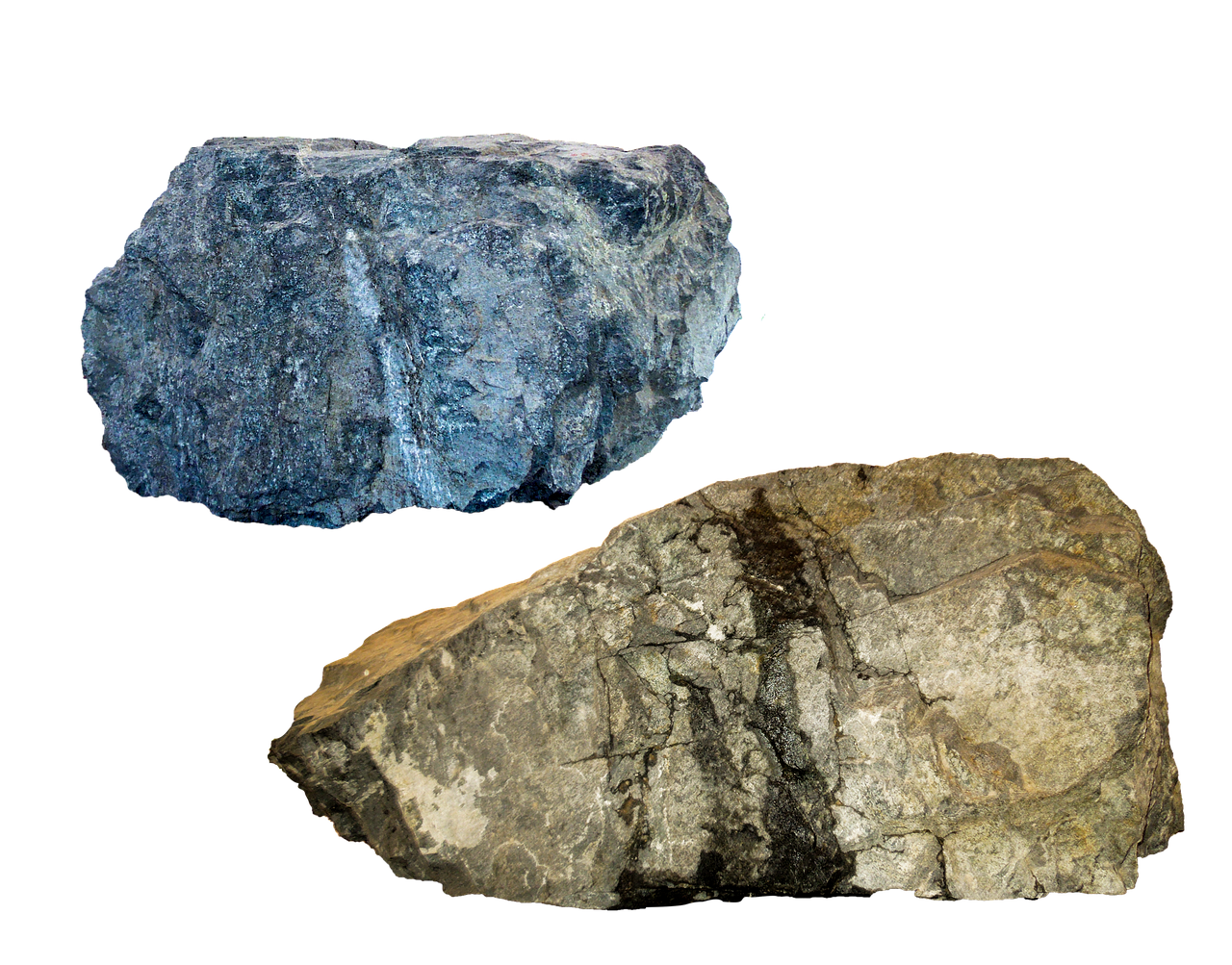 Blueand Brown Mineralson Black Background PNG