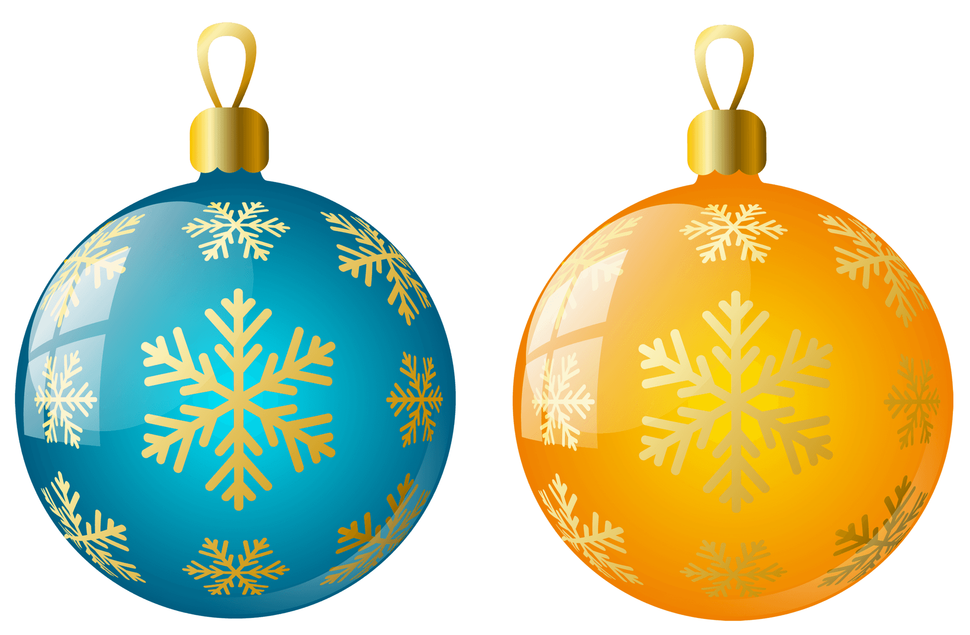 Blueand Gold Christmas Ornaments PNG