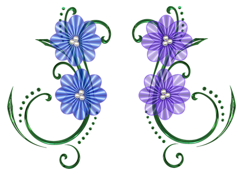 Blueand Purple Floral Artwork PNG
