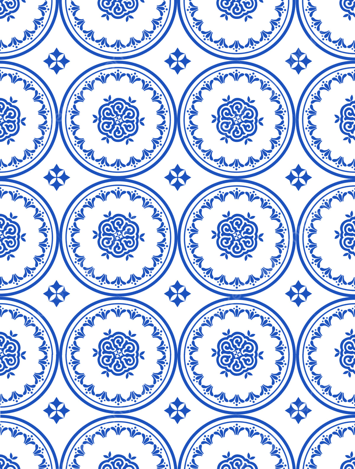 Blueand White Ceramic Tile Pattern Wallpaper