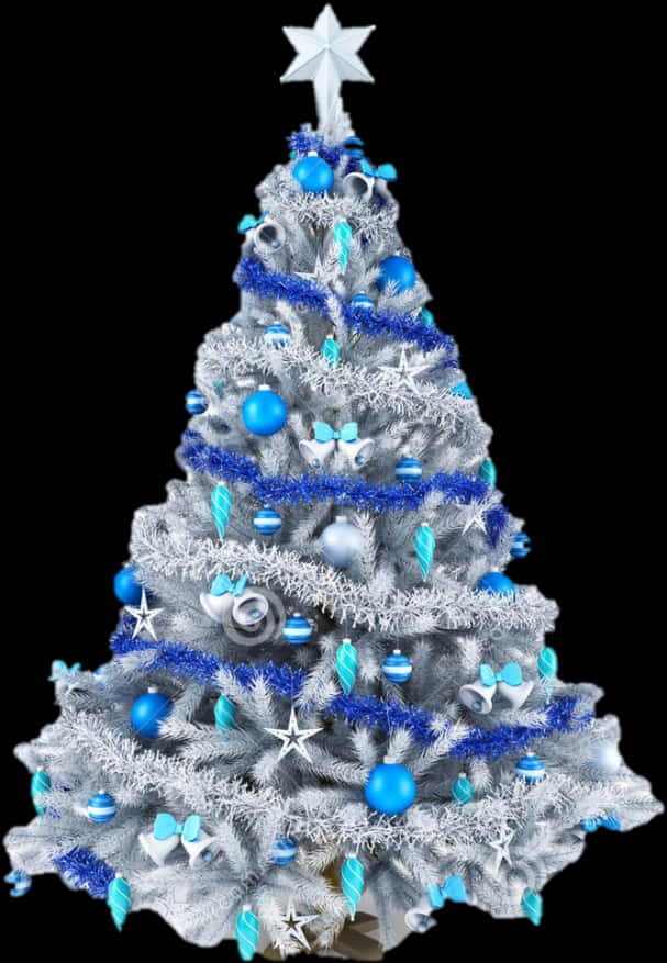 Blueand White Christmas Tree PNG