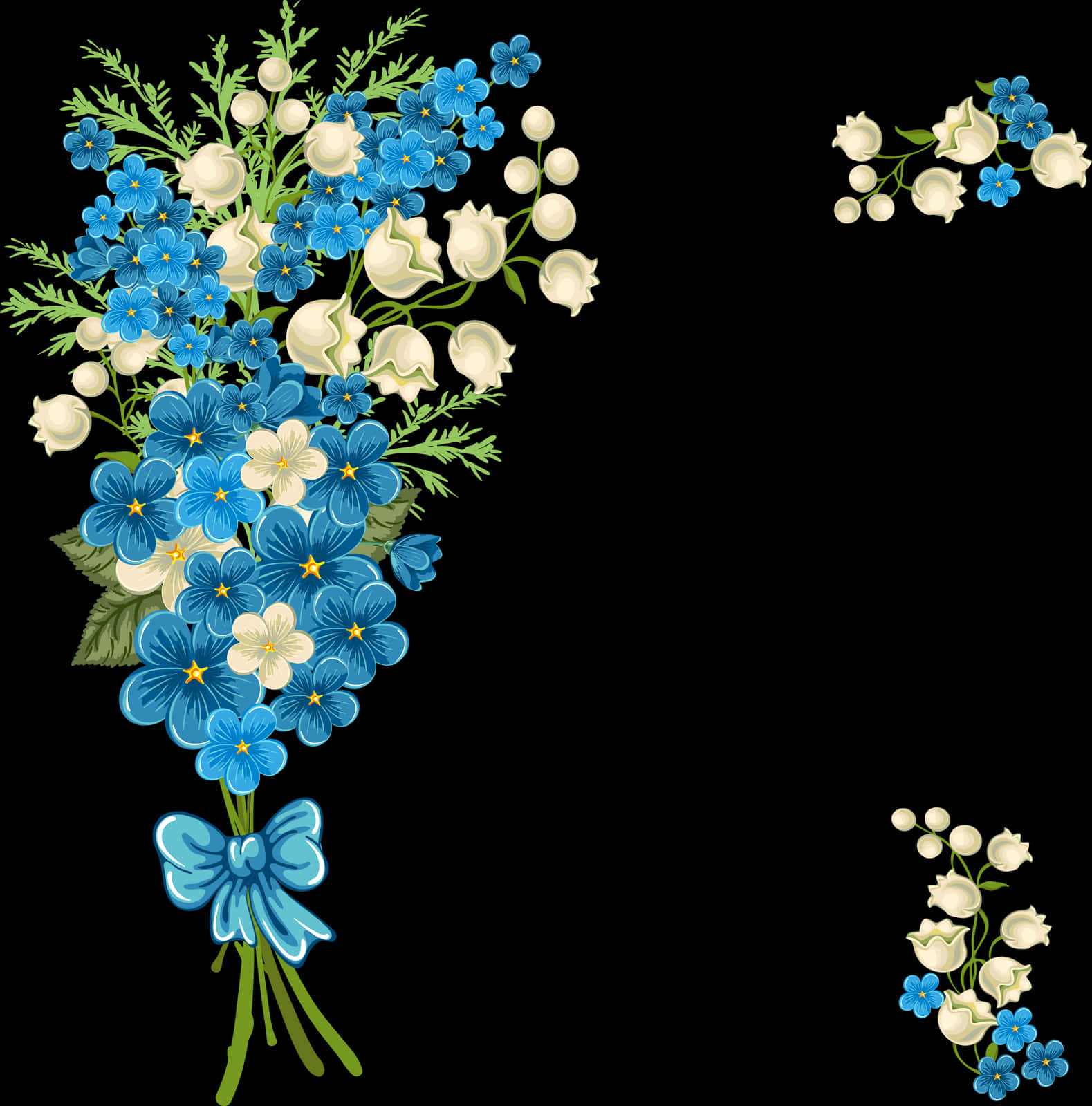 Blueand White Floral Arrangement PNG