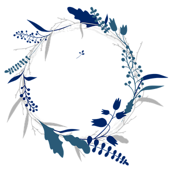 Blueand White Floral Wreath Graphic PNG