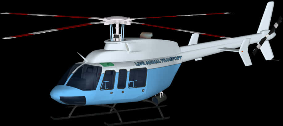 Blueand White Helicopter Isolatedon Black PNG