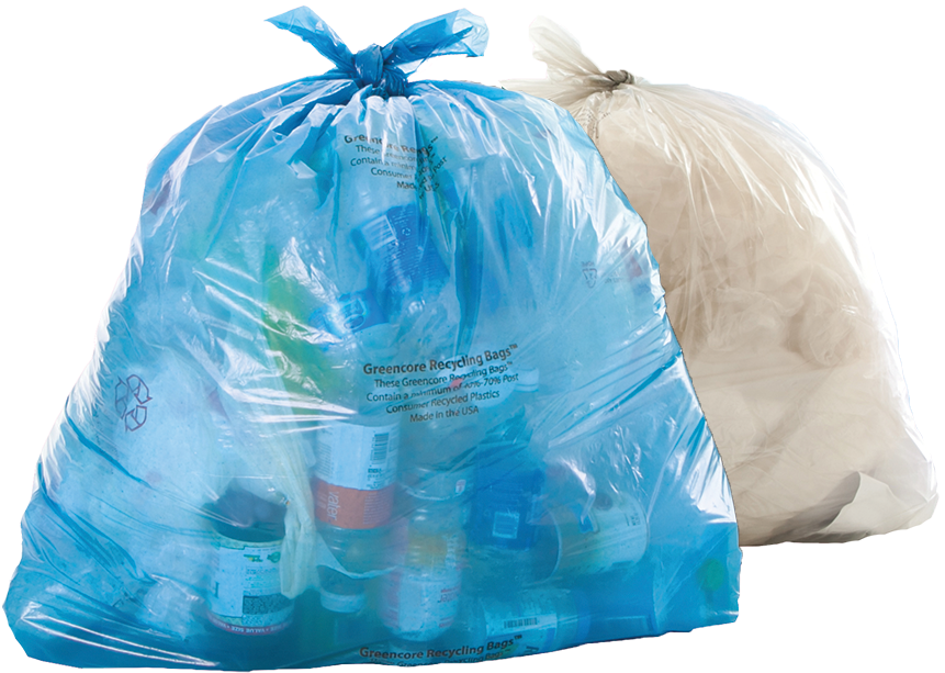 Blueand White Plastic Recycling Bags PNG