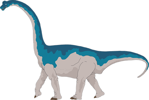 Blueand White Sauropod Dinosaur Illustration PNG