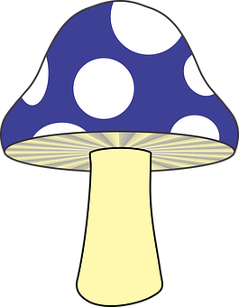 Blueand White Spotted Mushroom Illustration PNG