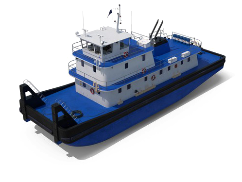 Blueand White Tugboat Isolated PNG