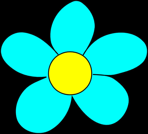 Blueand Yellow Simple Flower Illustration PNG