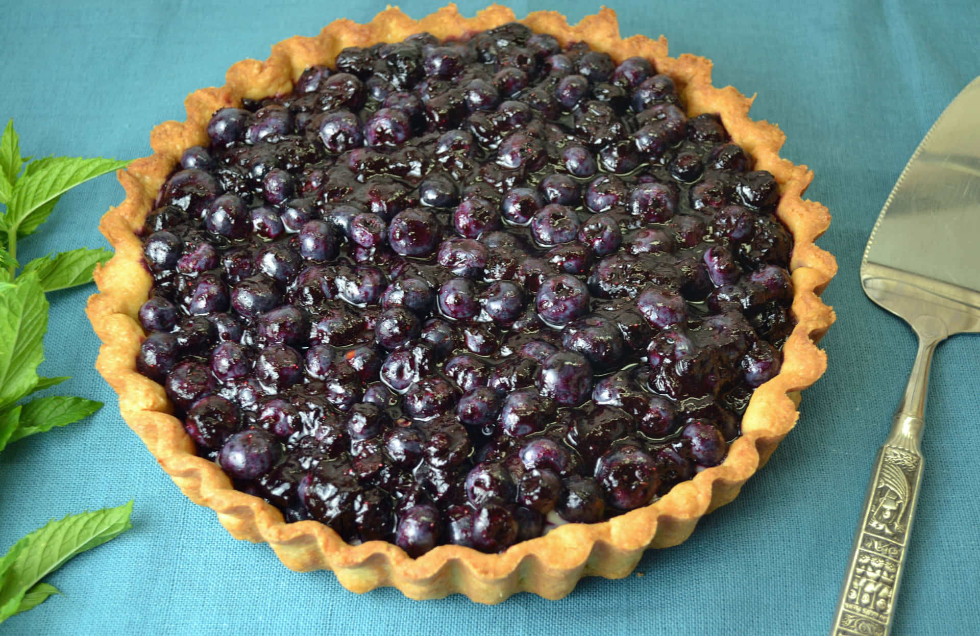 Delicious Home-Made Blueberries Tart Wallpaper